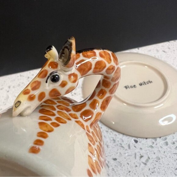 BLUE WITCH 3D Giraffe Head/Neck Handle Animal Print Espresso Cup and Saucer Set - Picture 4 of 15